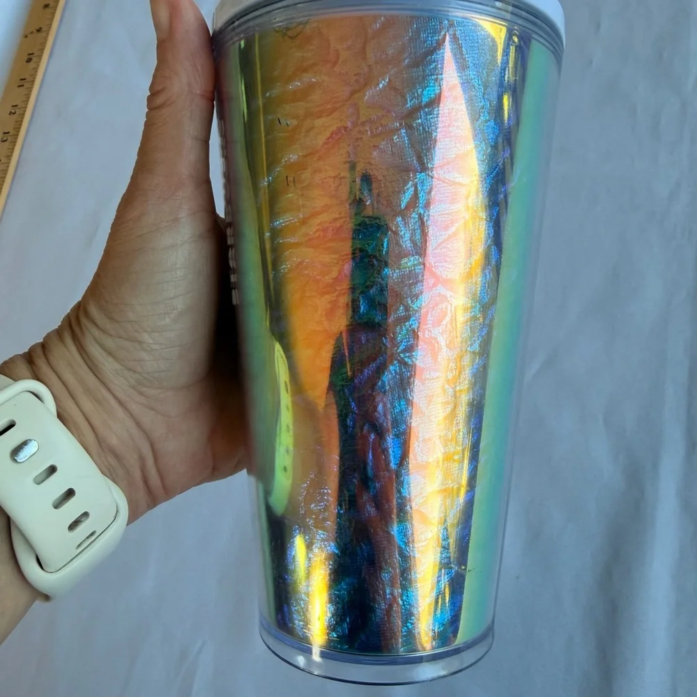 Starbucks 2019 Holiday Holographic Iridescent Cold Cup Tumbler 16oz